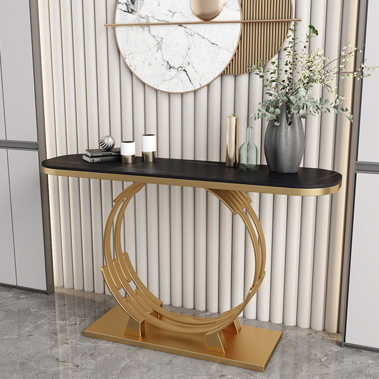 Glam Marble and Metal Rectangle Console Accent Table for Hall