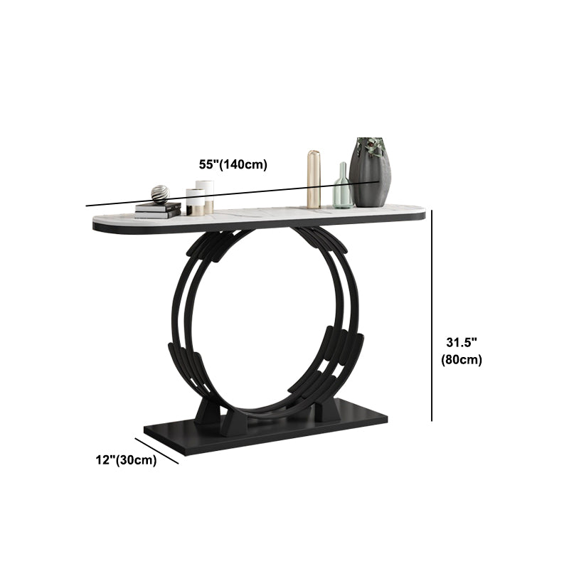 Glam Marble and Metal Rectangle Console Accent Table for Hall