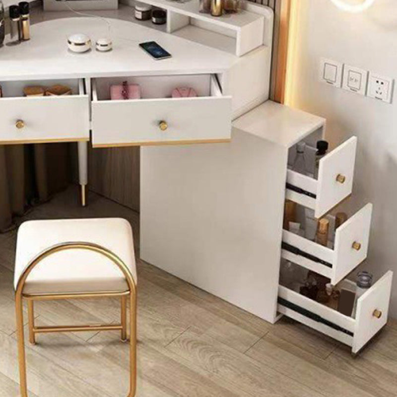 Modern 2-Drawers Makeup Dressing Table in White, 33.85" Tall