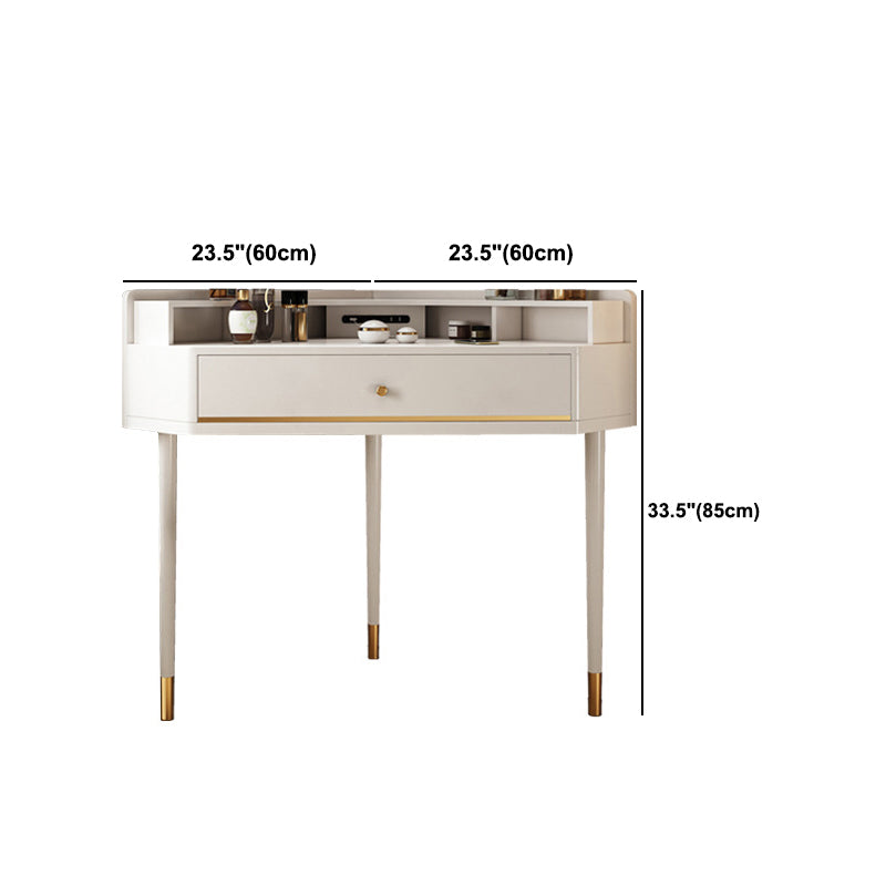 Modern 2-Drawers Makeup Dressing Table in White, 33.85" Tall
