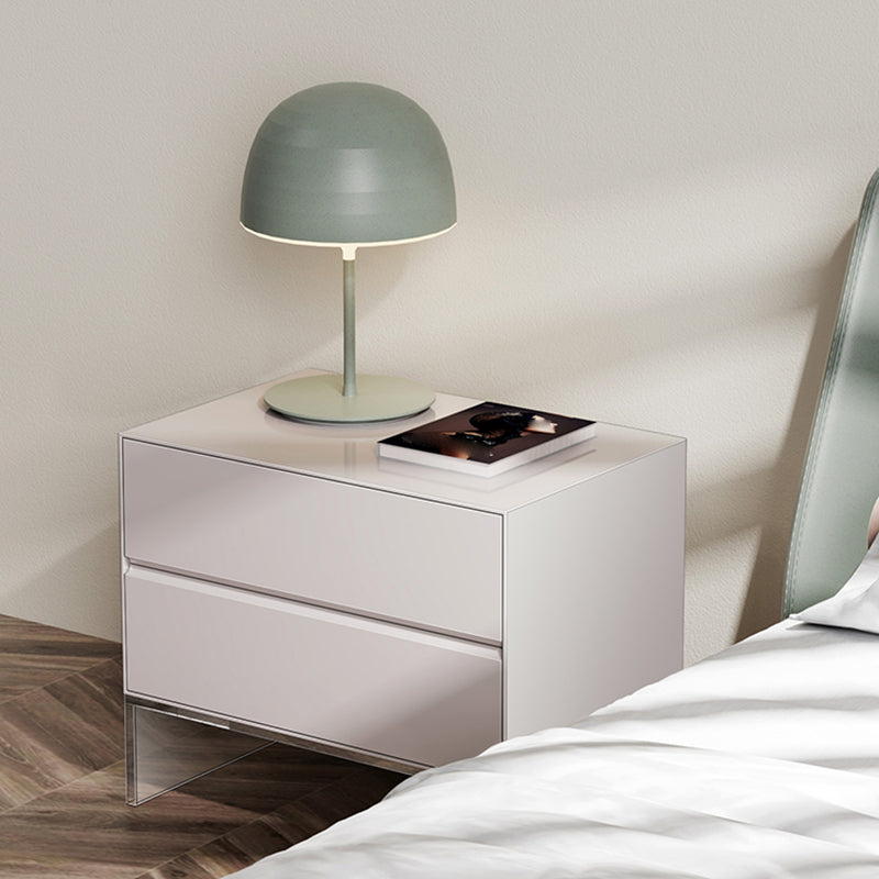 Contemporary Wood Nightstand 20-inch Tall 2-Drawer Night Table with Acrylic Base