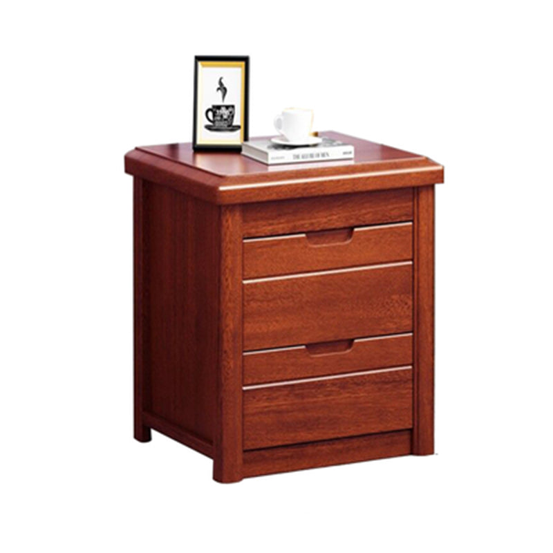 Solid Wood Bedside Table 20" Tall 2-Drawer Night Table in Walnut