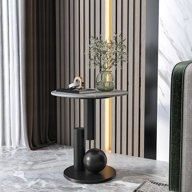 Mid-Century Modern Round Scratch-Resistant Accent Side Table Iron Pedestal End Table