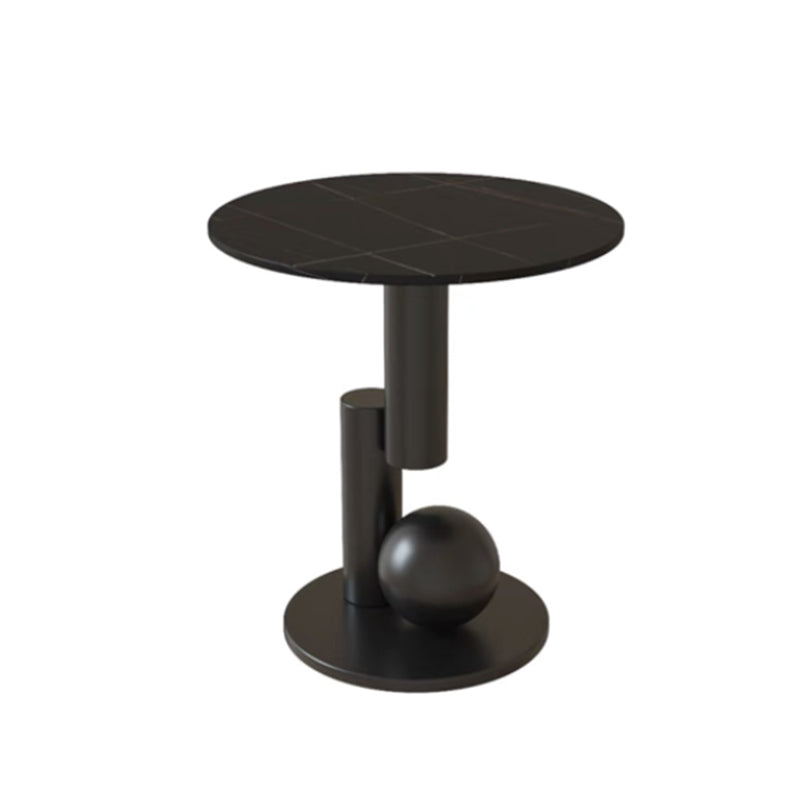 Mid-Century Modern Round Scratch-Resistant Accent Side Table Iron Pedestal End Table