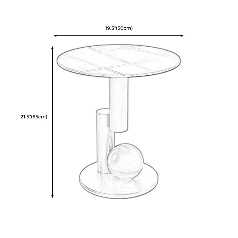 Mid-Century Modern Round Scratch-Resistant Accent Side Table Iron Pedestal End Table