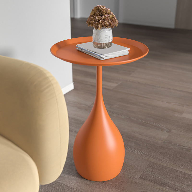 Modern Style Metal Iron Base Metal Desktop Paint Craft Round Side Table