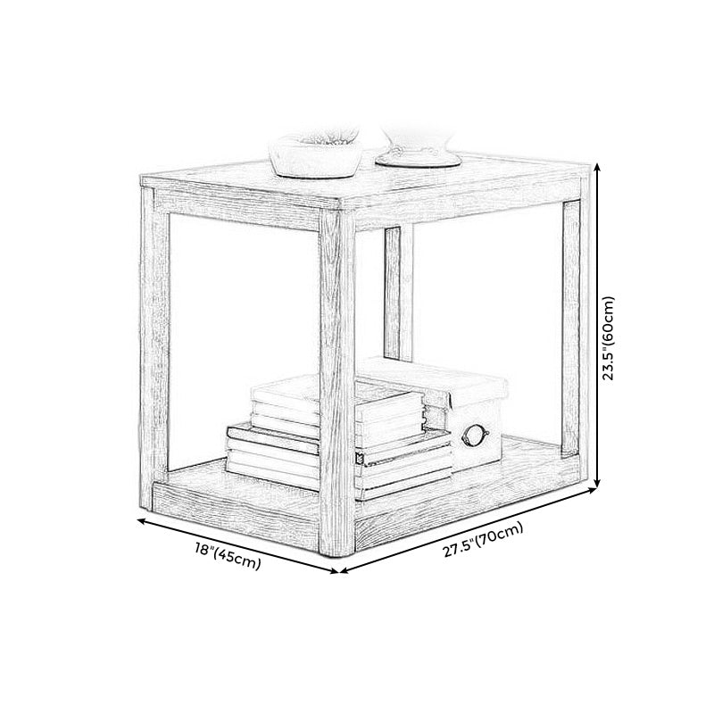 Wood Side 23.6"Tall Table Square End Table Contemporary with Shelf for Living Room