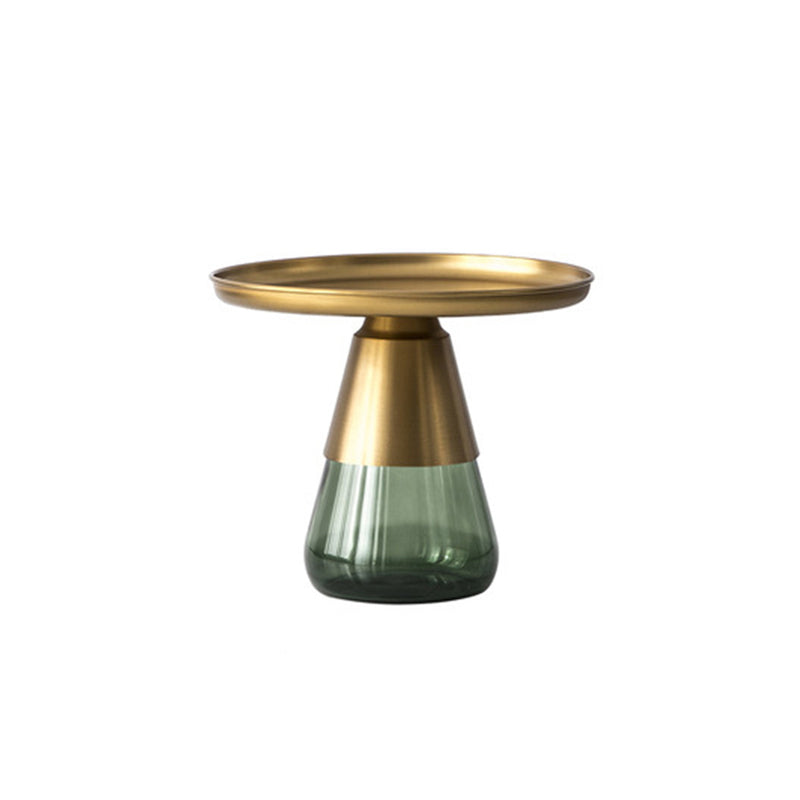 Pedestal Base Design Black/gold Countertop Metal Frame Glass Base Round Side Table