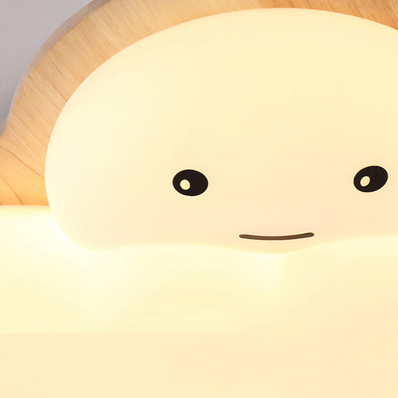 Wooden Ceiling Mount Light Modern LED Ceiling Light with Acrylic Shade for Bedroom