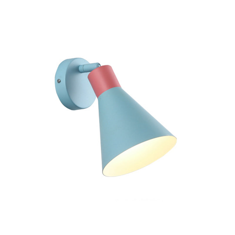 Macaron Style Wall Mount Light 1-Light Wall Light with Iron Shade for Living Room