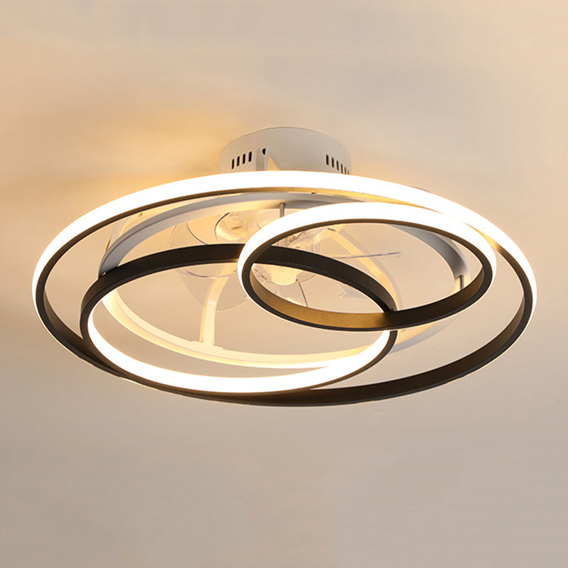 3 Light Ceiling Fan Light Modern Style Metal Ceiling Fan Light for Bedroom