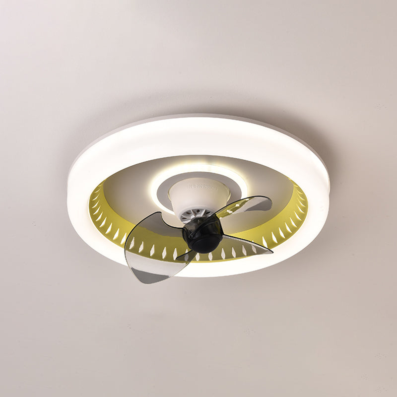 Geometric Shape Metal Ceiling Fans Modern 2-Lights Ceiling Fan Lamp Fixture