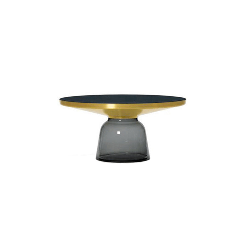 Pedestal Base Design Black Countertop Metal Frame Hand-made Glass Base Round Side Table