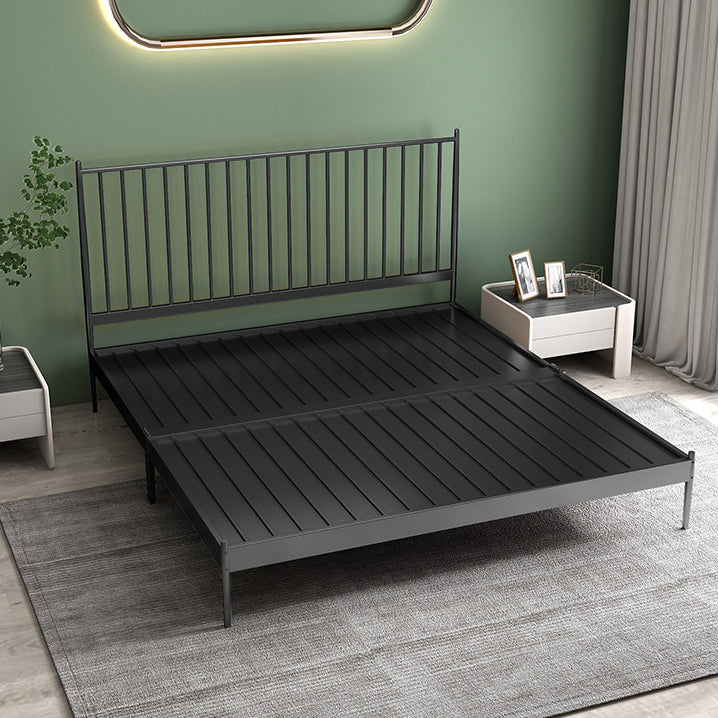 Contemporary Slat Bed with Rectangular Slat Headboard and Metal Legs