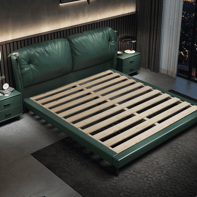 North European Wood and Genuine Leather with Upholstered Headboard