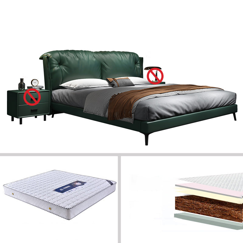 North European Wood and Genuine Leather with Upholstered Headboard