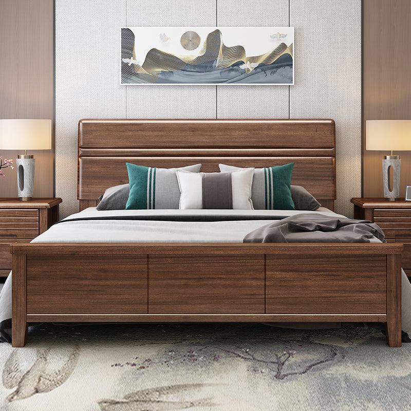 42.5" Traditional Solid Wood Bed, Low Profile Bed in Ash Walnut