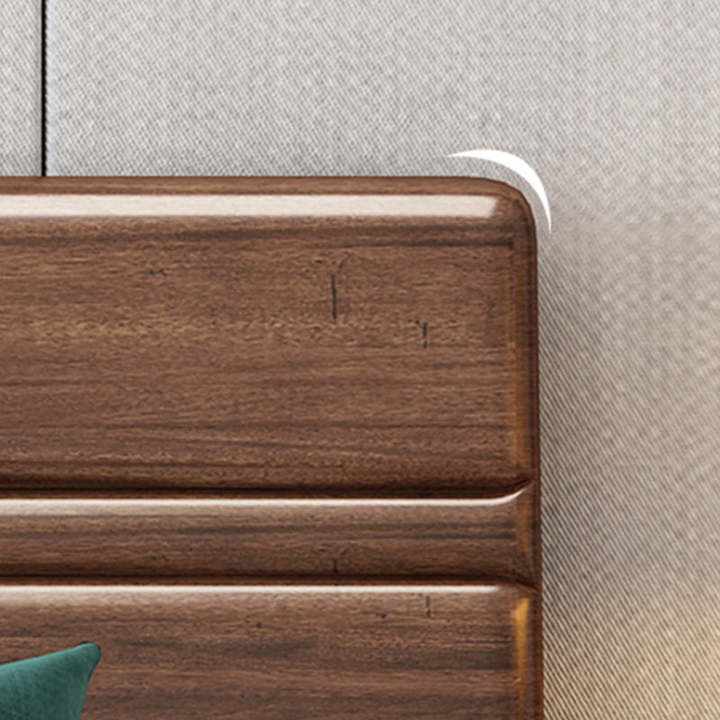 42.5" Traditional Solid Wood Bed, Low Profile Bed in Ash Walnut