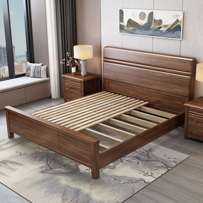 42.5" Traditional Solid Wood Bed, Low Profile Bed in Ash Walnut