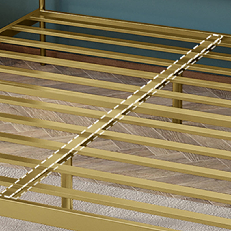 Glam Panel Headboard Standard Bed with Metal Legs and Iron Frame, Mattress Not Included