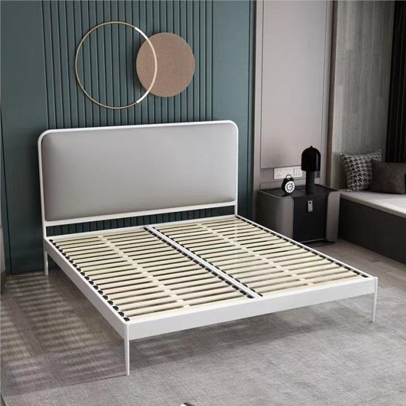 Contemporary Rectangular Headboard Standard Bed with Metal Legs