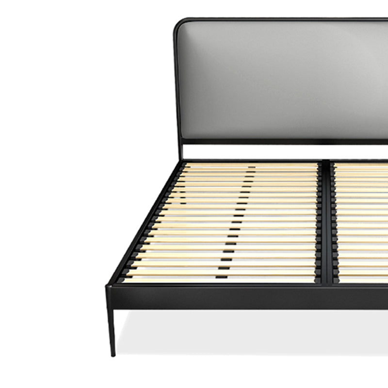 Contemporary Rectangular Headboard Standard Bed with Metal Legs