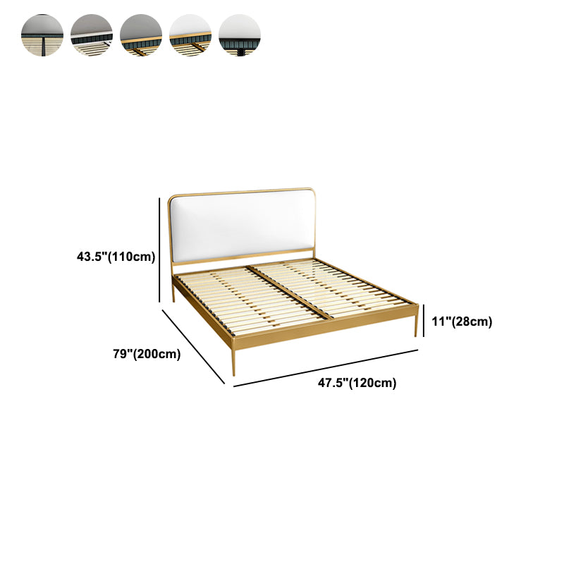 Contemporary Rectangular Headboard Standard Bed with Metal Legs