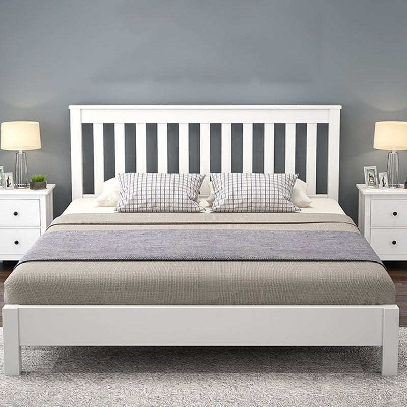 Modern Solid Color Open-Frame Bed with Rectangular Headboard