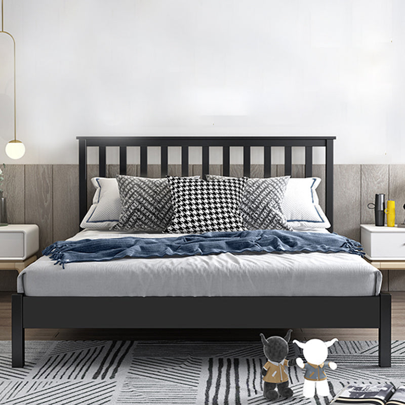 Modern Solid Color Open-Frame Bed with Rectangular Headboard