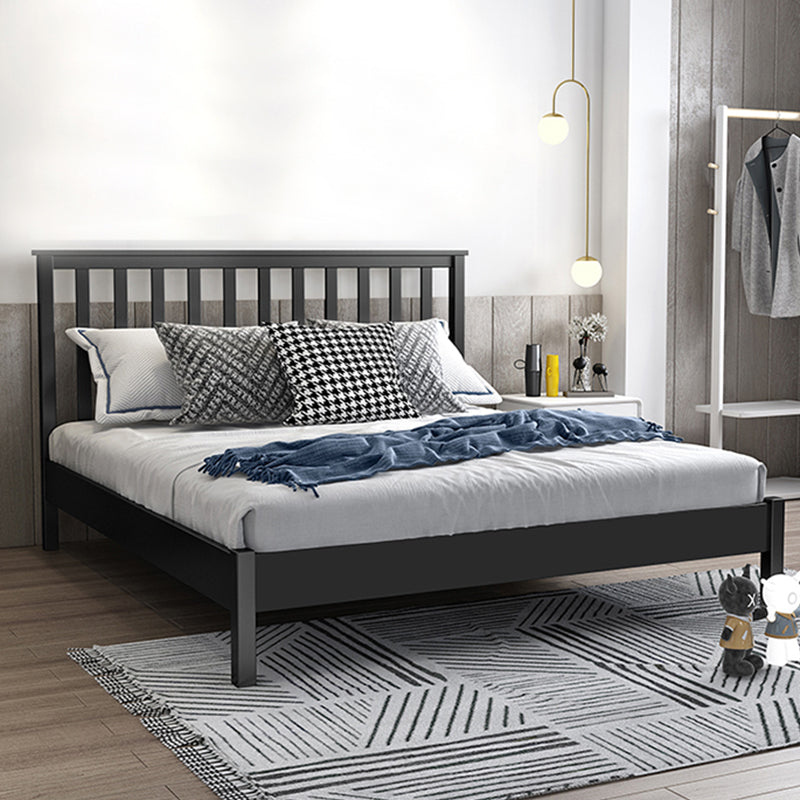 Modern Solid Color Open-Frame Bed with Rectangular Headboard