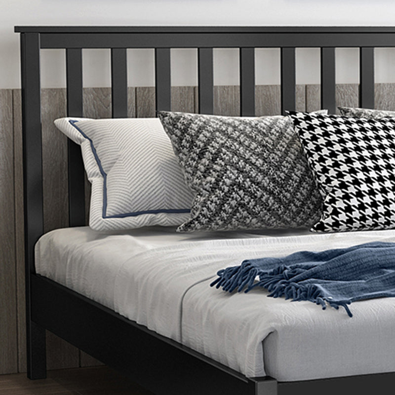 Modern Solid Color Open-Frame Bed with Rectangular Headboard