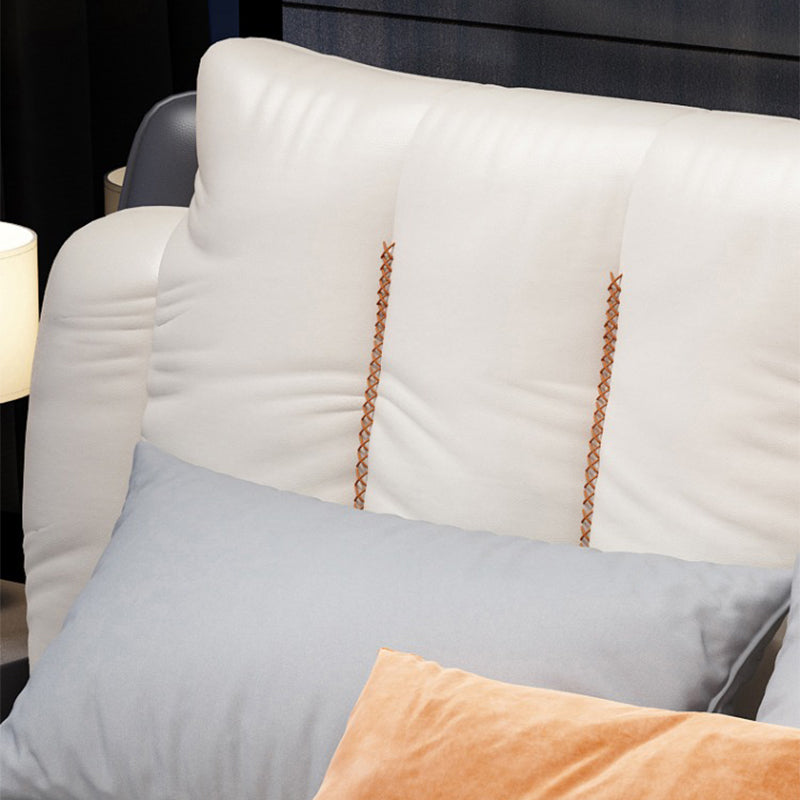 Contemporary Upholstered Bed with Headboard Faux Leather Bed