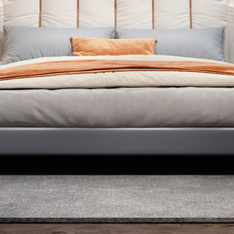 Contemporary Upholstered Bed with Headboard Faux Leather Bed