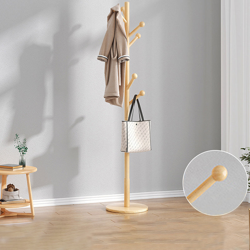 Modern Hall Tree Wood Entryway Kit with Hooks Free Standing Coat Hanger