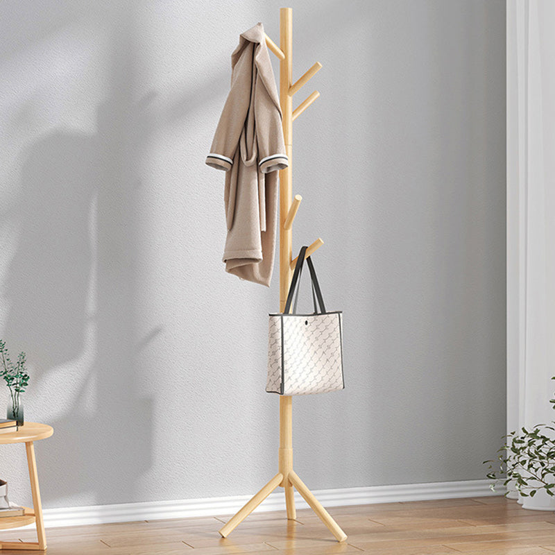 Modern Hall Tree Wood Entryway Kit with Hooks Free Standing Coat Hanger