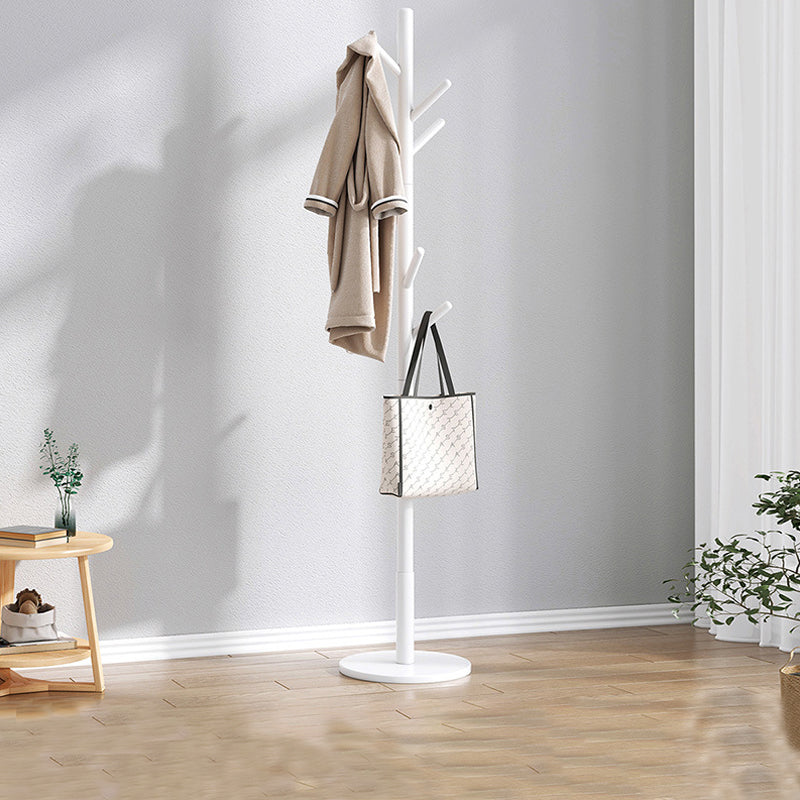 Modern Hall Tree Wood Entryway Kit with Hooks Free Standing Coat Hanger