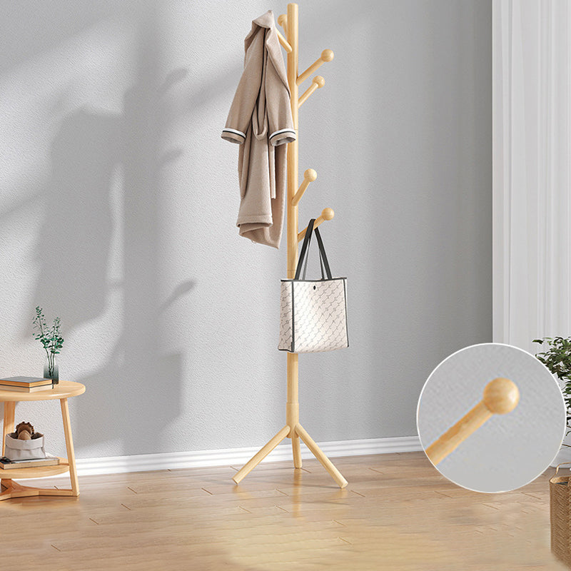 Modern Hall Tree Wood Entryway Kit with Hooks Free Standing Coat Hanger