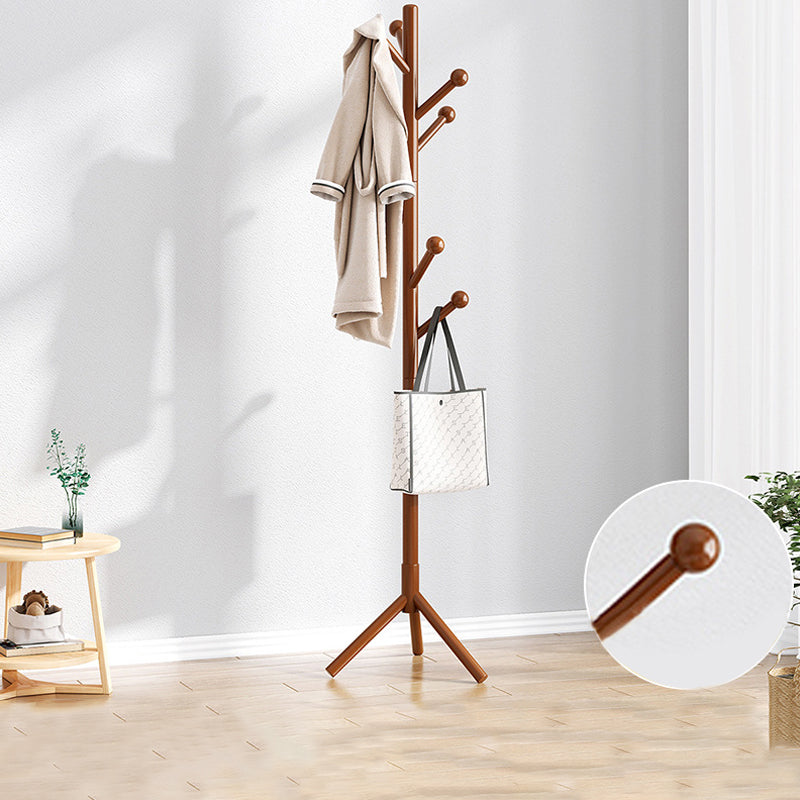 Modern Hall Tree Wood Entryway Kit with Hooks Free Standing Coat Hanger