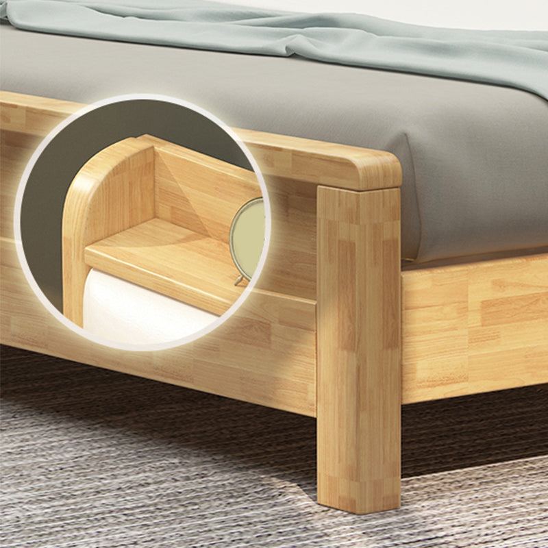 Nordic Bed with Open Storage Solid Wood Bed with Upholstered Headboard