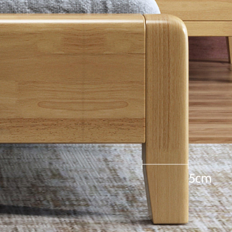 Solid Wood Bed Frame with Headboard Scandinavian Bed with Storage