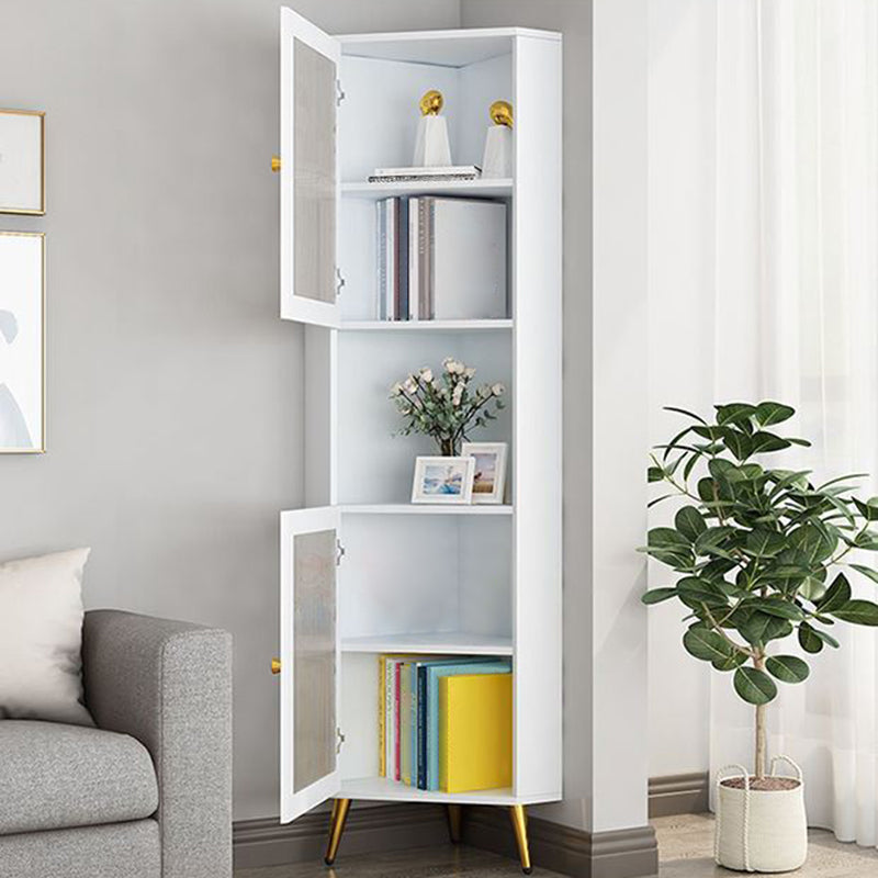 Corner Wood Accent Cabinet with 2 Door Contemporary Side Cabinet