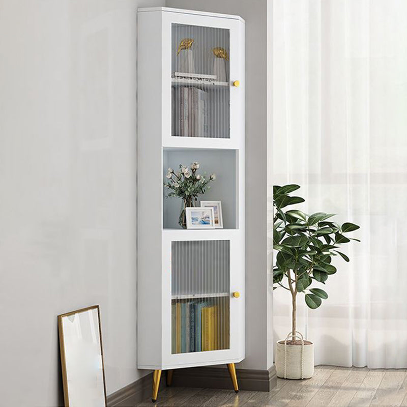 Corner Wood Accent Cabinet with 2 Door Contemporary Side Cabinet