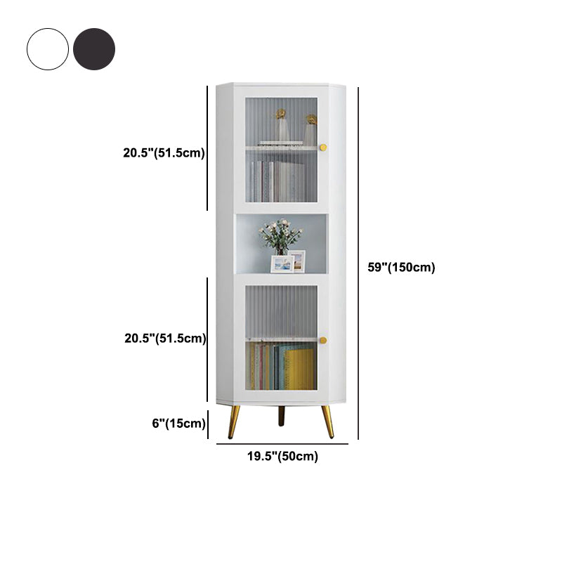Corner Wood Accent Cabinet with 2 Door Contemporary Side Cabinet