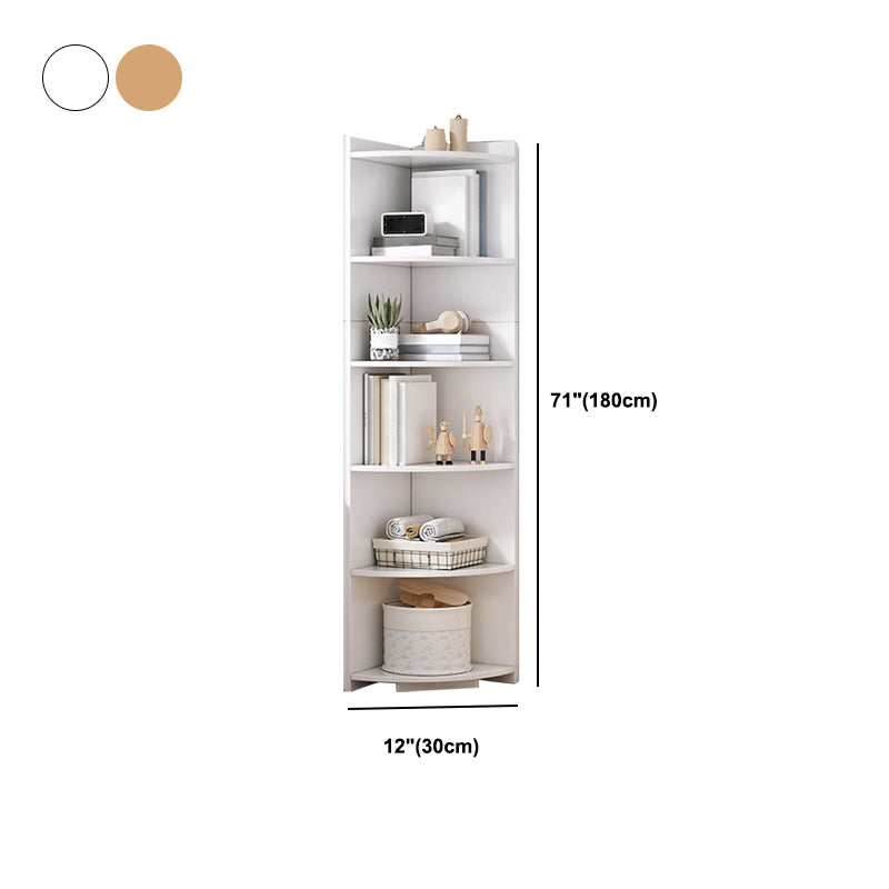 Corner Wood Accent Chest with Shelves Contemporary Side Cabinet