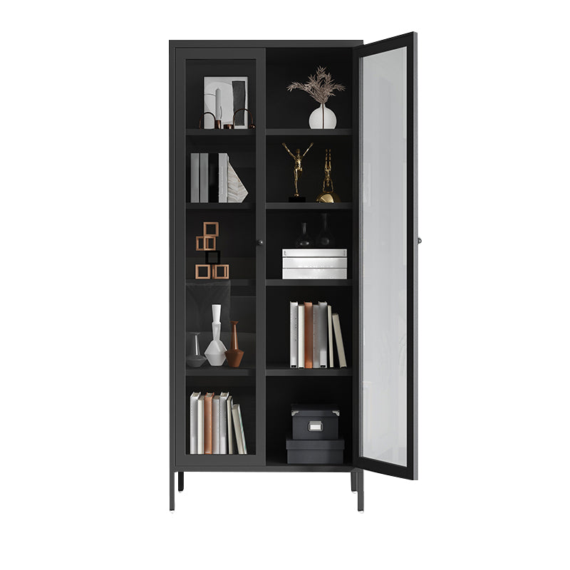 Modern Bookshelf Metal Closed Back Bookcase with Door for Office