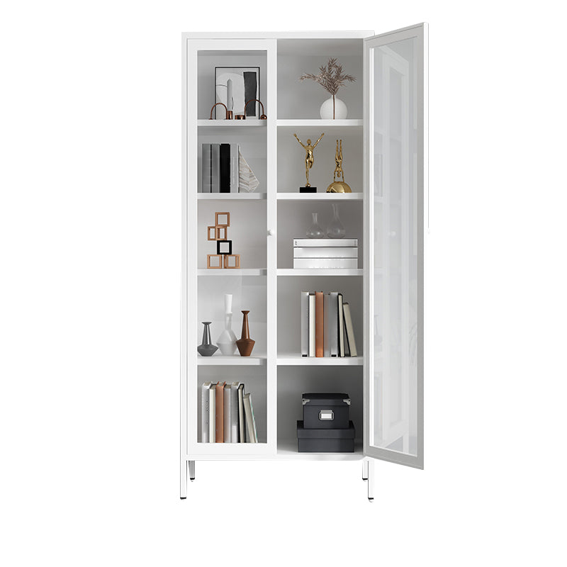 Modern Bookshelf Metal Closed Back Bookcase with Door for Office
