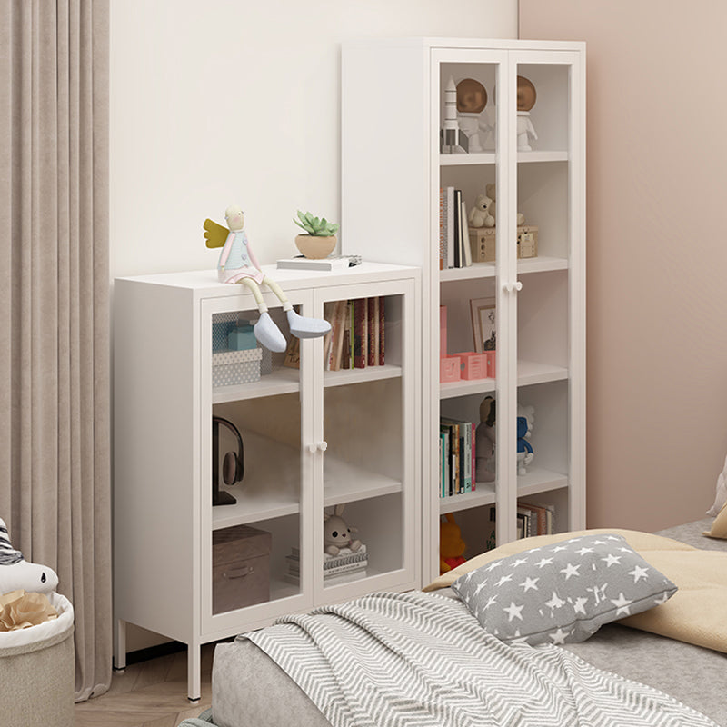 Modern Bookshelf Metal Closed Back Bookcase with Door for Office