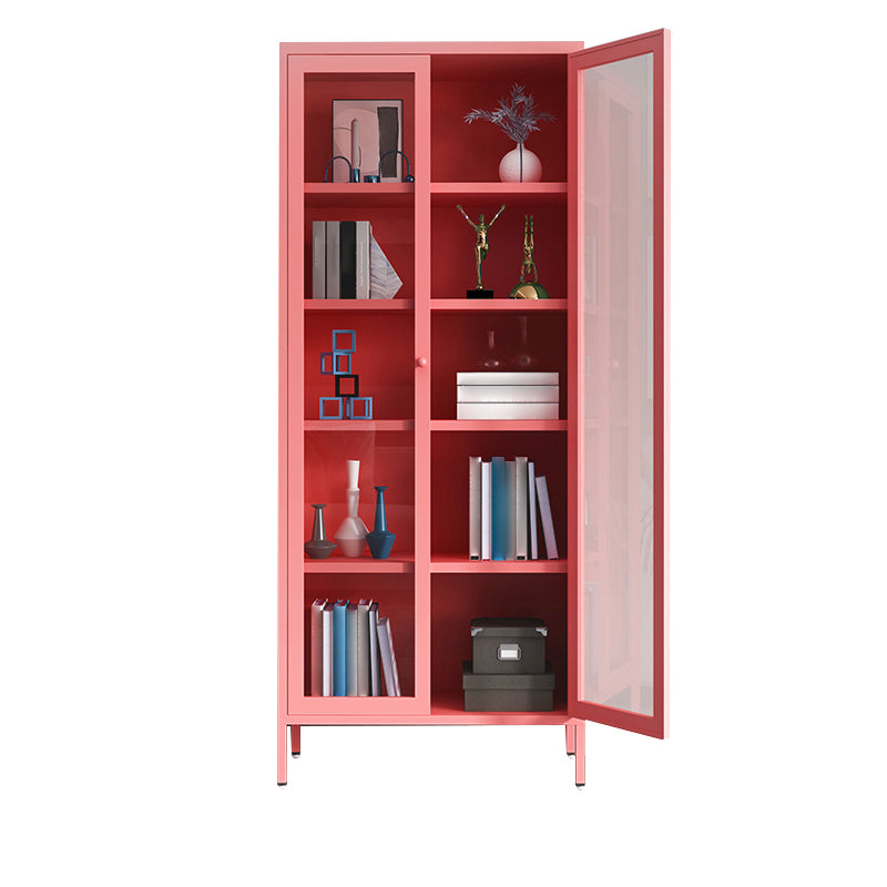 Modern Bookshelf Metal Closed Back Bookcase with Door for Office
