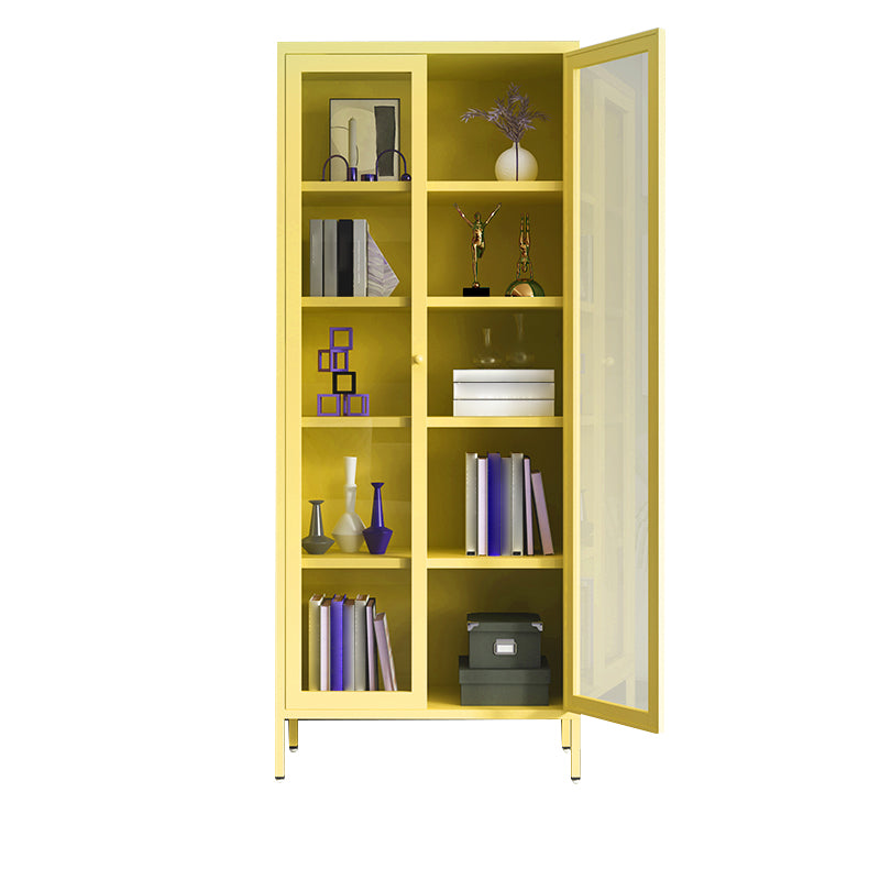Modern Bookshelf Metal Closed Back Bookcase with Door for Office