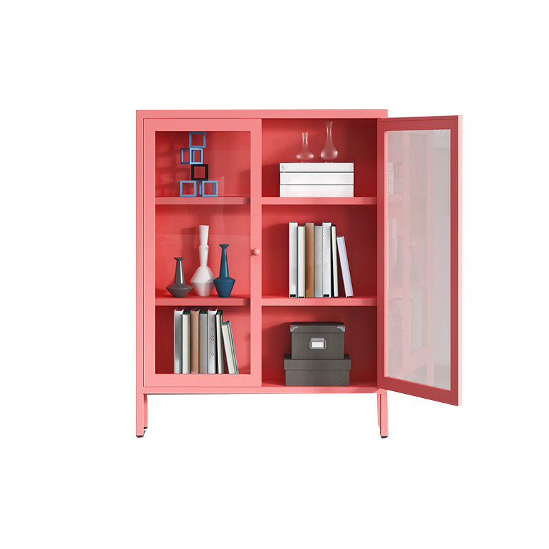 Modern Bookshelf Metal Closed Back Bookcase with Door for Office
